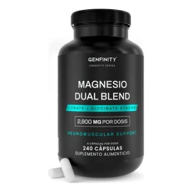 Magnesio Dual Blend Genfinity - 240 Cáps Citrato Y Glicinato                                                                                          