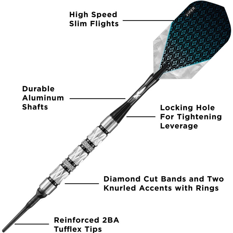 Viper Diamond 90% Tungsten Soft Tip Darts with Storage/Travel Case,