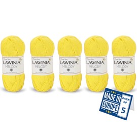 LAWINIA - Melody Premium DK Cotton Yarn for Crochet, Pack of 5, Each 50g - 150m 50% Pure Cotton - 50% Acrylic Oeko-TEX Certified, Hypoallergenic & Vegan, DK Wool for Knitting, DK Cotton Knitting Yarn
