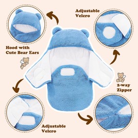 AiWMGL Newborn Baby Swaddle Blanket Extra Thick Fleece Winter Warm Baby Swaddle Wrap Adjustable Soft Sleeping Sacks Infant Girls Boys 0-3 Months