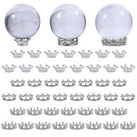beinkmake 45Pcs Mini Crystal Ball Stand Metal Sphere Holder 13/17/20mm Crown Shaped Display Stand for Eggs Balls Marbles Natural Rocks Sphere Display Desktop Decoration