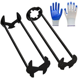 2PCS Multifunctional Basin Wrench Set 7 Sizes Sink Faucet Tool Plumbers Wrench with Four-Jaw Hex Universal Plumbing Tools for Kitchen & Bathroom with Glove