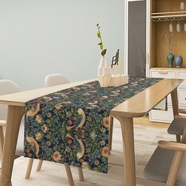 William Morris Strawberry Thief Table Runner Vintage Flowers Table Runner for Dining Table Decor 13 x 60 Inch