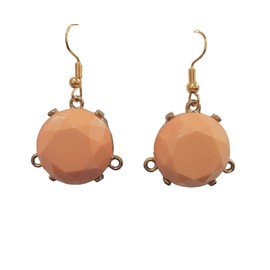 Large Peach Beaded Drop Earrings