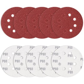 Bolatus 10Pcs 125mm Sanding Discs 80 Grits, 5 Inch 8 Hole Hook and Loop Round Sanding Pads for Random Orbital Sander