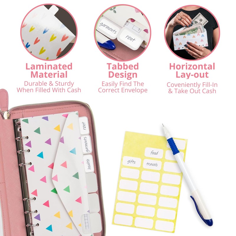 Cash Envelope Wallet All in One Budget System with 12x