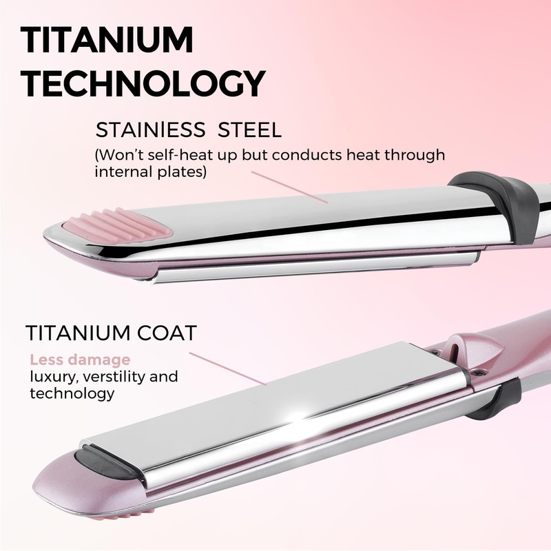 Rozamor Professional Titanium Flat Iron with 1 Inch Floating Plates,