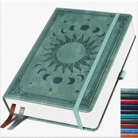 HwxBen Bullet Dotted Journal, Polka Dot Notebook, 256 Pages, 135gsm Ink-proof Paper, PU Hard Cover, Elastic Band, Inner Pocket, for Work, Office and School, 14.5 x 21 cm (Premium Grey)