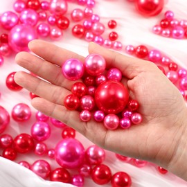 Jadive 200 Pieces Pearl for Vase Filler Pearl Beads Vase Centerpieces No Hole Pearl Vase Makeup Beads Brushes Holder for Home Wedding Table Decor, 10/14/20/30 mm (Rose Red, Pink, Light Pink)