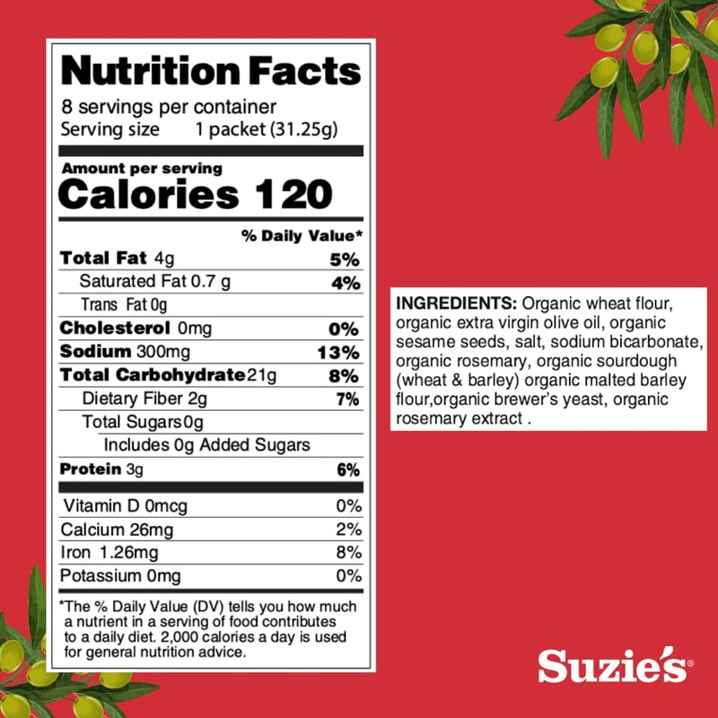 Suzie's Organic Rosemary Sesame Saltines Crackers|Healthy Gourmet Baked Vegan Snack