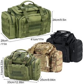 Dr.Fish Lightweight Fishing Bag Multi-Pockets Holdall Shoulder Waist Handbag Water-Resistant Fishing Tackle Storage Carryall for Outdoors Hiking Hunting Camping Travel(Army Green)