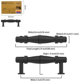 Amerdeco 10 Pack Matte Black Cabinet Pulls 3 Inch(76MM) Hole Centers Kitchen Cabinet Handles Hardware Kitchen Handle for Cabinets Cupboard Handles Drawer Pulls ZH0080