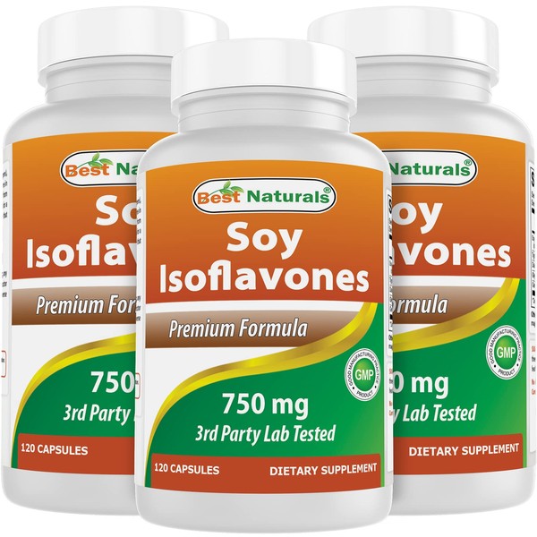Best Naturals Soy Isoflavones 750 mg 120 Capsules (120 Count (Pack of 3))