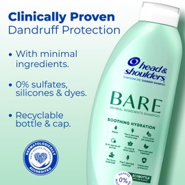 Head & Shoulders Anti-Dandruff Shampoo, BARE Soothing Hydration Twin Pack, 1% Pyrithione Zinc, Dry Scalp Relief, Free of Sulfates, Silicones, Dyes, 13.5 fl oz Each
