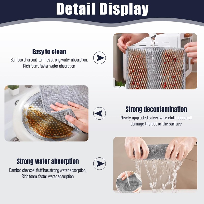 DmDoyy Microfibre Cloths Microfibre Cleaning Cloths with Poly Mesh Scouring