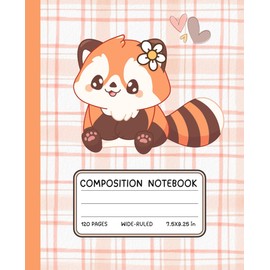 Kawaii Red Panda Composition Notebook – Cute Animal Journal with Peach Plaid Cover | Wide Ruled for Girls, Teens & Kids | 7.5 x 9.25 in | 120 Pages: ... Writing & Journaling | Great Back-to-School
