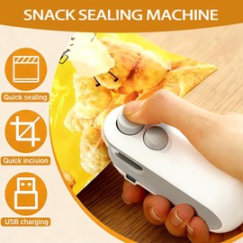 2 Pack Blue&Blue Mini Bag Sealer, 2-in-1 Portable Heat Sealer & Cutter, USB Rechargeable Handheld Food Sealer for Plastic Bags, Chips, Snacks, Kitchen & Travel