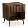 Smuxee Walnut Wooden Night Stand, Mid Century Nightstand with Fluted