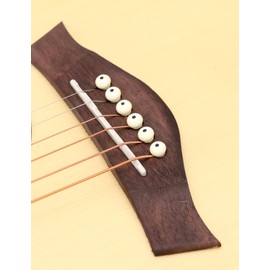 Metallor Guitar Bridge Pins String Pegs for Acoustic Guitar Parts Replacement Set of 6 Pieces Invory with Black Dot.
