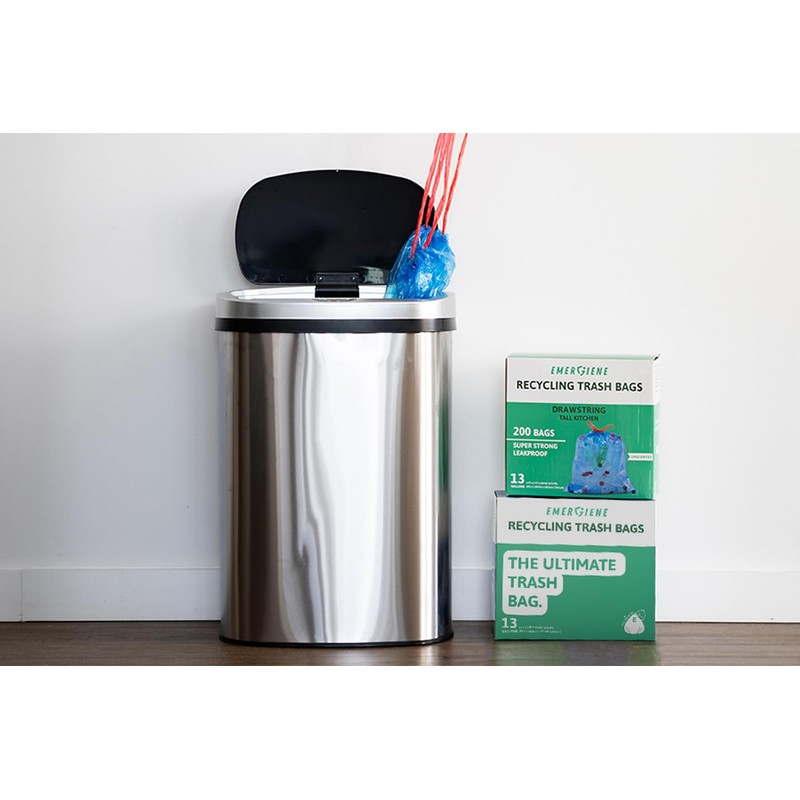 Emergiene 13 Gallon Recycling Trash Bags, 200 Count Drawstring Tall
