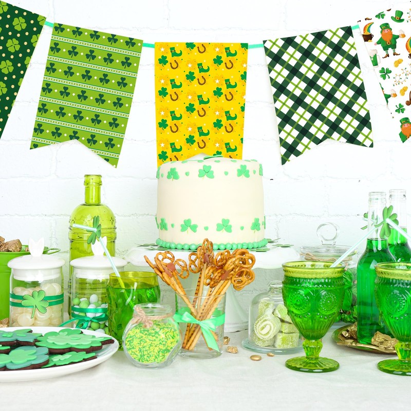 40Pcs St. Patrick's Day Squares Fabric Cotton Fabric Bundles Small