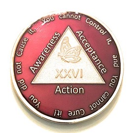 Recovery Line 26 Year Al-Anon Medallion - Al-Anon Burgundy, Red, Tri-Plate Medallion, Chip, Coin, Token