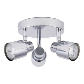 firstchoicelighting Modern Bathroom Ceiling Spotlight Bathroom 3 Way Ceiling Light Fitting Polished Chrome IP44 Rated LED Compatible