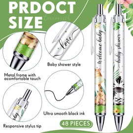 Chuangdi 48 Pcs Baby Shower Ballpoint Pens Favors Bulk Retractable Ballpoint Pen Black Ink Pens with Stylus Tip Baby Shower Gifts for Guests Prizes Office School Teacher Supply (Safari Animal)