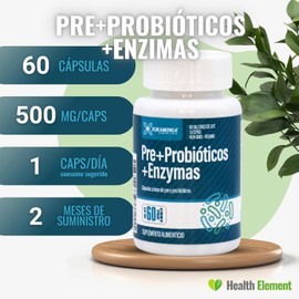 Enzimas Digestivas + Probióticos | Fórmula con enzimas digestivas y probióticos: Lactobacillus acidophilus, Proteasa, Lactasa, Lipasa, Bromelina y Papaína | 60 cápsulas | Dura 2 Meses