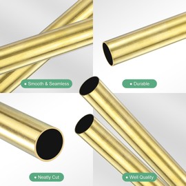 M METERXITY 2-Pack 300mm Brass Round Tube, 19mm OD 1mm Wall Thickness H62 Brass Seamless Tubing for Construction/Machining/DIY Crafting, Metal Straight Pipe [0.74x0.04x11.81IN]