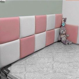 3D Anti-Collision Wall Padding for Kids, Waterproof Soft Bag Wall Panel, Self-Adhesive Wall Stickers for Children's Room, Nursery, Bedroom, Background Decor (Color : Off White, Size : 20x50cm