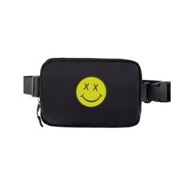 Belt Bag Smile Fanny Crossbody Bags Waist Packs With 3 Pockets (Black)