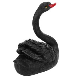 Cyrank Black Swan Decoration, Resin Bird Statue Goose Pond Statue Simulation Floating Swan Garden Decoration 3D Lifelike Swan Animal Sculpture Black Ornament for Landscape Gardening
