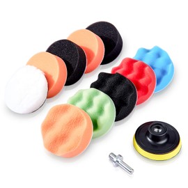 Cheelom Set de 12Piezas Kit de Almohadilla de Pulido de 3 Pulgadas | para Coche Encerado Pulidor Pad Kit Compuesto para Lijar, Pulir (3 Inch)