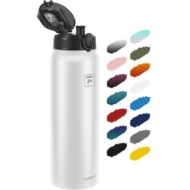 Fanhaw 1 L Insulated Stainless Steel Water Bottle with 1 Lid (Chug Lid) - For Kids, Women, Men | Leak & Sweat Proof with Anti-Dust Lid (White)