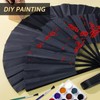 JOHOUSE 3PCS Large Folding Hand Fans, Black Foldable Fabric Fans