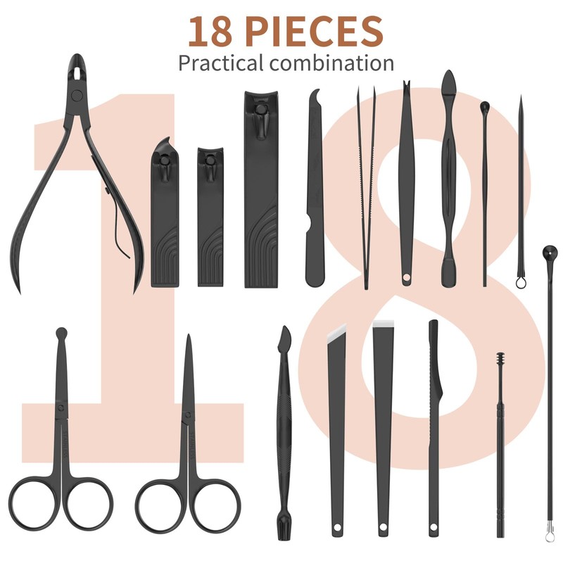 ZIZZON Nail Clippers Manicure Pedicure Set 18 in 1 Nail