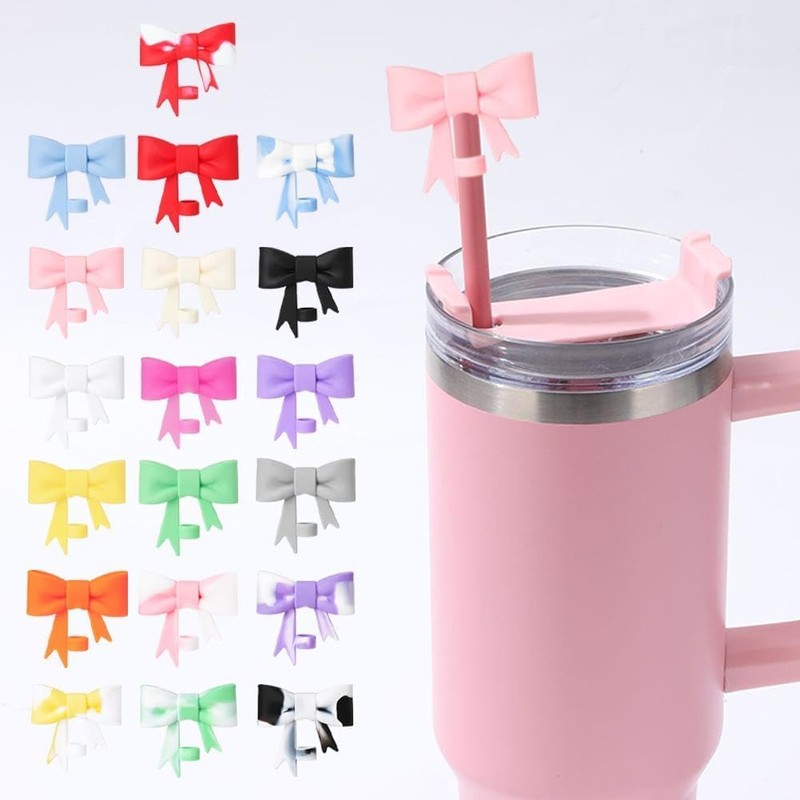 Bow Lovely Reusable Straw Tips Cover & Protector Topper, Silicone