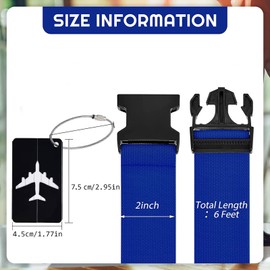 Vecibel Suitcase Strap Suitcase Tag Set – 2 Pieces Suitcase Strap Luggage Tag with Address Label Suitcase Straps Eye-catching Adjustable Non-Slip Luggage Strap for Closing Suitcases when Travelling