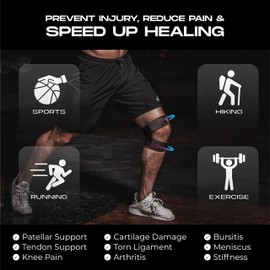 ionocore® Neoprene Knee Support Brace - Open Patella Strap Stabiliser for Running - Cushioned Lateral Stabilisers for Home Workout with 2 Fully Adjustable Straps - For Joints Protection - One Size