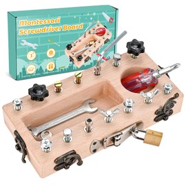 Wooderma Wooderma Montessori Spielzeug ab 3 4 5 Jahre, Holz Schraubbrett, Busy Board Holzspielzeug, Schraubendreher Brett, Lernspielzeug, Kinderspielzeug, Motorikspielzeug, Geschenk für Mädchen Jungen