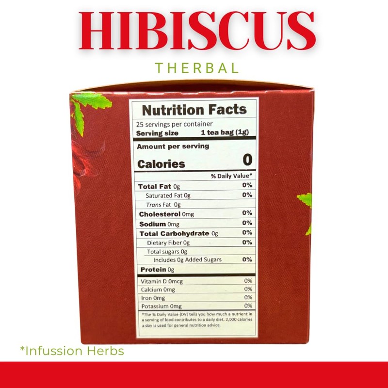 Jamaica Té (Hibiscus Tea) - 25 Tea Bags - Vegan,