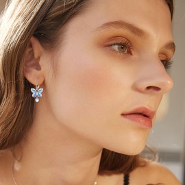 Animal Earrings 925 Sterling Silver Fox Unicorn Giraffe Elephant Cat Panda Dinosaur Earrings Animal Stud Earrings Jewellery Gifts for Women Girls Daughter, Sterling Silver, Moonstone