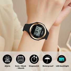 Womens Watch, Digital Watches for Women Female Wrist Watch Sport Chronograph Resin Matte Strap Women's Watch Easy Read Montre Femme