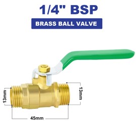 ERGAOBOY 2 x 1/4 inch BSP male thread on brass ball valve, suitable for pipe connection