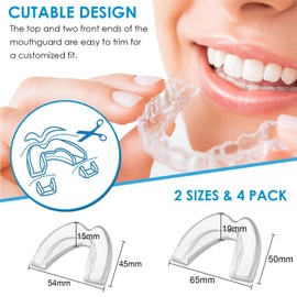 Pack of 4 Grinding Splints for Night, Mouldable Mouth Guard for Teeth Grinding for Anti Snoring, Against Bruxism and Teeth Grinding, Effective Mouth Guard, Reusable, Transparent