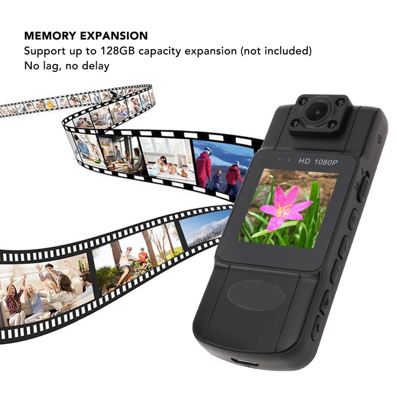 Wearable Camera 2K Night Vision 180 Degree Lens Rotation Magnetic