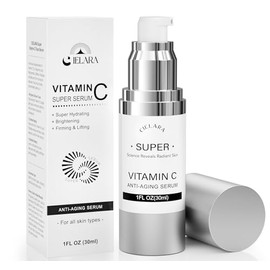 Suero súper vitamina C para mujeres, 20% de vitamina C, antienvejecimiento y arrugas, suero súper C para cara con ácido hialurónico, vitamina E, cafeí