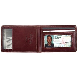 Mens Minimalist Money Clip Bifold ID Wallet Credit Card Holder Italian Leather