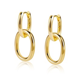 ALEXCRAFT Gold Silver Hoop Earrings Hanging Earrings for Women, Small Hanging Double Hoop Earrings Hypoallergenic Paper Clip Earrings Drop Earrings Small Hanging Earrings Women Girls, Silver